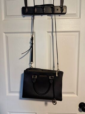 Michael Kors Black Saffiano Satchel with Detachable Crossbody Strap